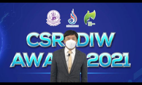 นายวีระกิตติ์ รันทกิจธนวัชร์ รองอธิบดีกรมโรงงานอุตสาหกรรม กล่าวรายงาน สรุปผลการดำเนินงานโครงการส่งเสริมโรงงานอุตสาหกรรมให้มีความรับผิดชอบต่อสังคมและชุมชนอย่างยั่งยืน (CSR-DIW Continuous) ประจำปี พ.ศ. 2564
