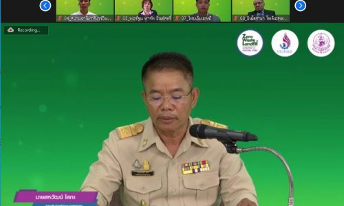 นายสหวัฒน์ โสภา รองอธิบดีกรมโรงงานอุตสาหกรรม กล่าวรายงานงานสัมมนาเผยแพร่ผลการดำเนินงาน และพิธีมอบใบรับรองมาตรฐานการจัดการการฝังกลบเป็นศูนย์ภายใต้ โครงการยกระดับมาตรฐาน Zero Waste to Landfll สำหรับสถานประกอบการภาคอุตสาหกรรม ตามแนวทางสากล ผ่านสื่อระบบอิเล็กทรอนิกส์