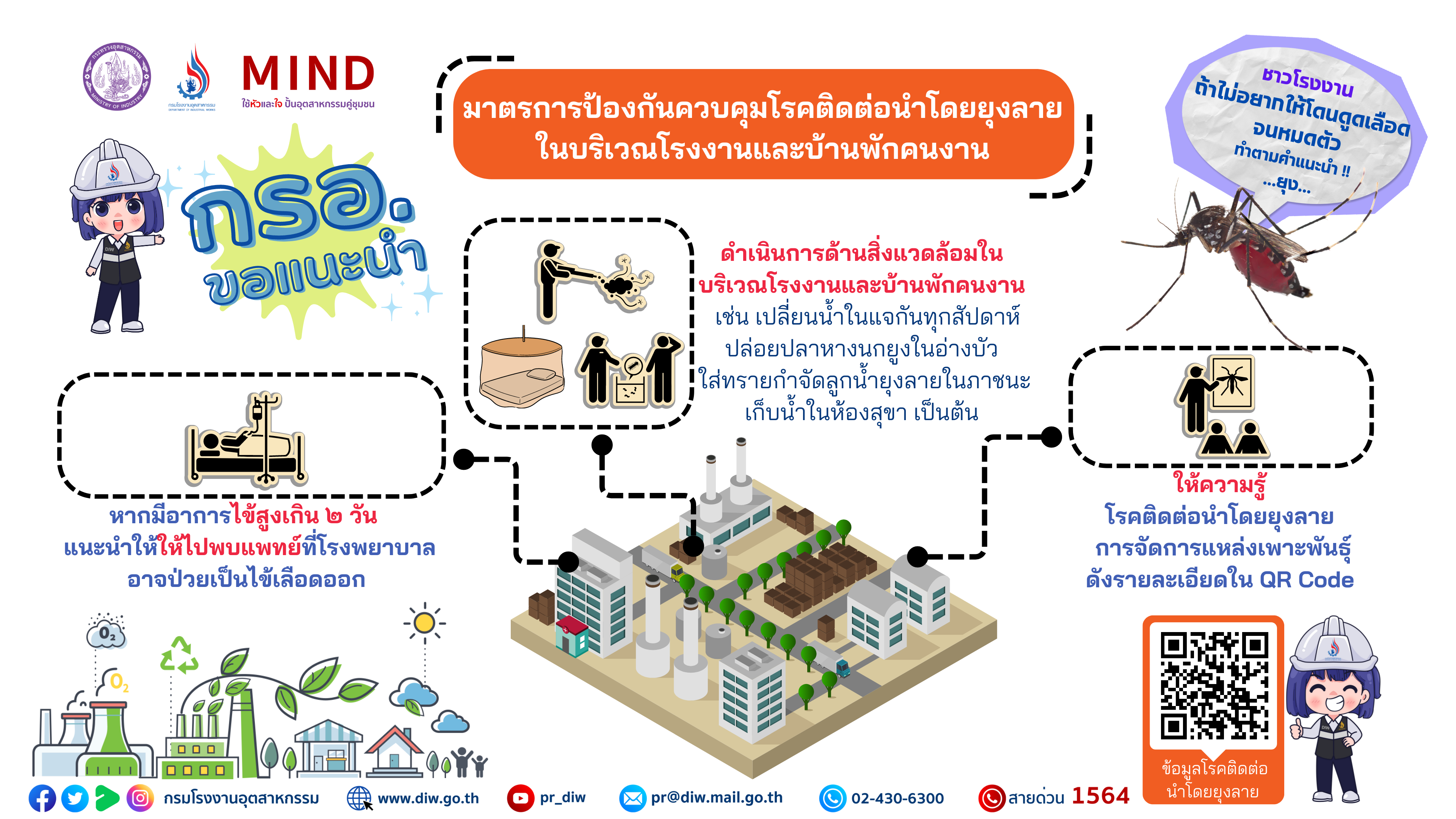 You are currently viewing กรมโรงงานฯ ขอความร่วมมือผู้ประกอบกิจการโรงงาน ป้องกันการระบาดของโรคติดต่อนำโดยยุงลาย