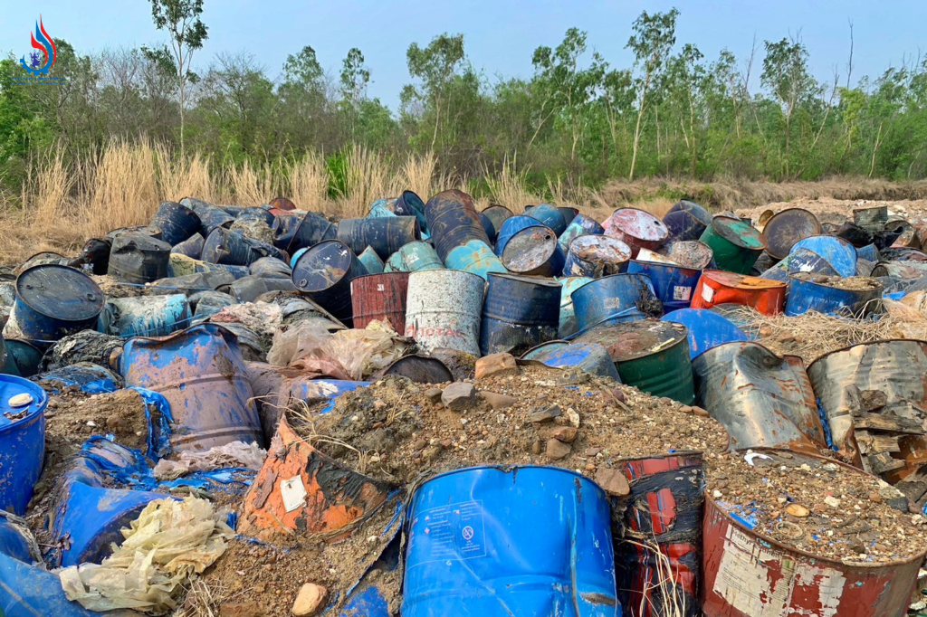 ตรวจพบการนำกากอุตสาหกรรมมาเททิ้งและยังคงตกค้างอยู่เป็นจำนวนมาก