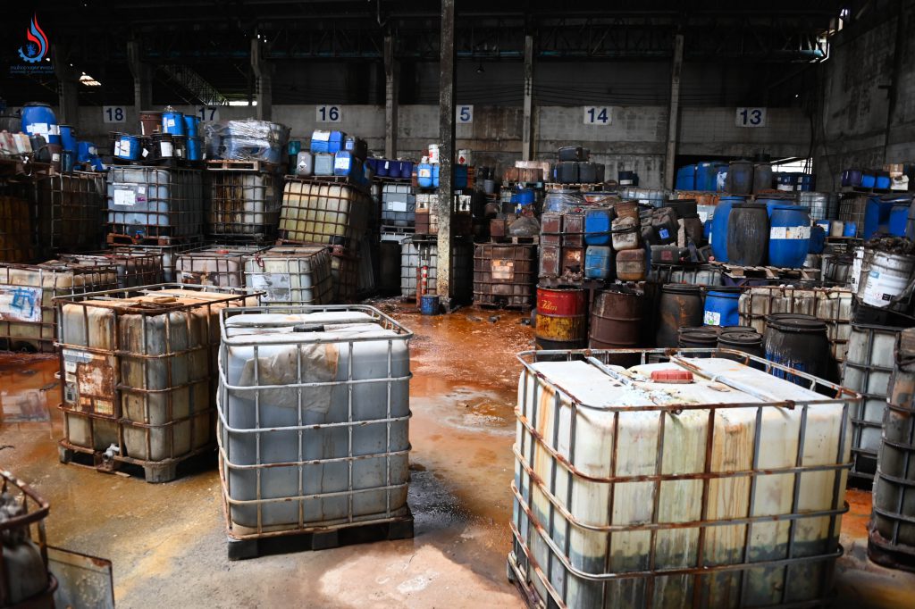 ของเสียภายในโรงงานของ บริษัท วิน โพรเสส จำกัด ตำบลบางบุตร อำเภอบ้านค่าย จังหวัดระยอง