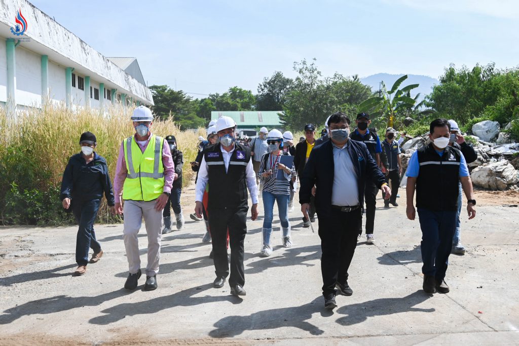 กรมโรงงานอุตสาหกรรม US.EPA TWMoENV กรมควบคุมมลพิษ และหน่วยงานที่เกี่ยวข้อง ลงพื้นที่โรงงาน บริษัท วิน โพรเสส จำกัด อ.บ้านค่าย จ.ระยอง