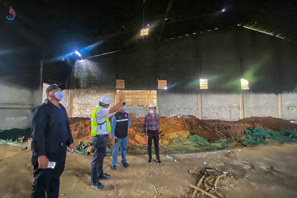 กรมโรงงานฯ นำทีม วิศวกรรมสถานฯ เข้าตรวจสอบโครงสร้างอาคารโกดังภาชีหลังเกิดเหตุเพลิงไหม้ 2 ครั้ง