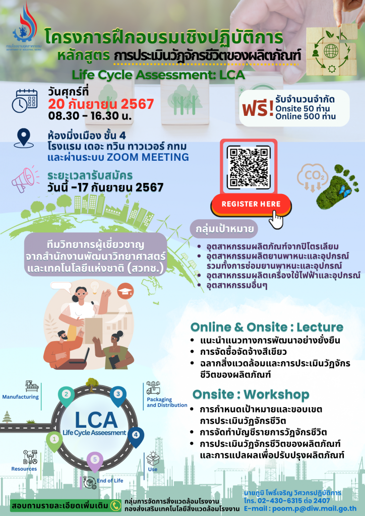 ขอเชิญเข้าร่วมโครงการฝึกอบรมเชิงปฏิบัติการหลักสูตร”การประเมินวัฎจักร ...