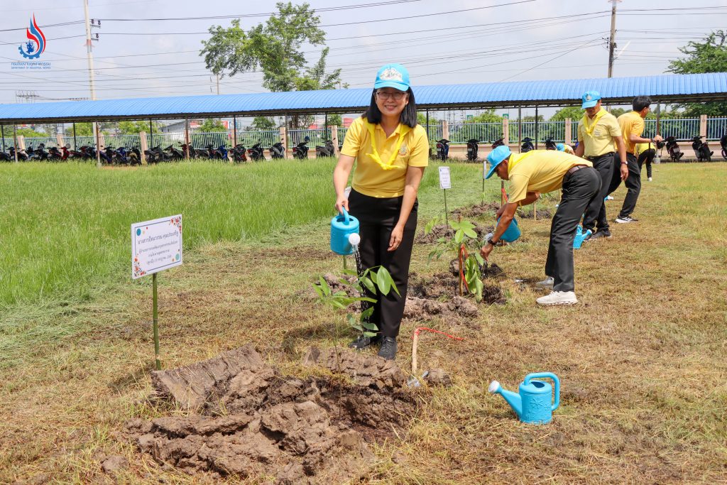 นางสาวปัทมวรรณ คุณประเสริฐ ผู้อำนวยการกองพัฒนาอุตสาหกรรมเชิงนิเวศ ร่วมปลูกต้นไม้ประจำถิ่น