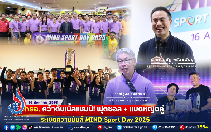 You are currently viewing 🏆 #กรอ. คว้า #ดับเบิ้ลแชมป์! ฟุตซอล + แบดหญิงคู่ ระเบิดความมันส์ MIND Sport Day 2025