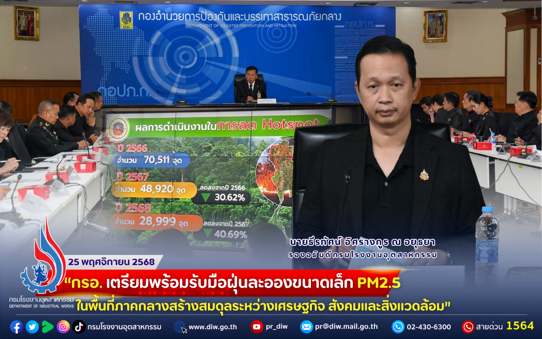 You are currently viewing “กรอ. เตรียมพร้อมรับมือฝุ่นละอองขนาดเล็ก  PM2.5 ในพื้นที่ภาคกลางสร้างสมดุลระหว่างเศรษฐกิจ สังคมและสิ่งแวดล้อม” 😷💨 .