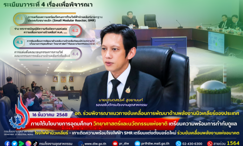 อก. ร่วมพิจารณาแนวทางขับเคลื่อนการพัฒนาด้าน #พลังงานนิวเคลียร์ของประเทศ ภายใต้นโยบายการอุดมศึกษา วิทยาศาสตร์และนวัตกรรมแห่งชาติ เตรียมความพร้อม #การกำกับดูแลโรงไฟฟ้านิวเคลียร์ – เกาะติดความพร้อมโรงไฟฟ้า SMR เตรียมแต่งตั้งบอร์ดใหม่ ร่วมขับเคลื่อนพลังงานแห่งอนาคต