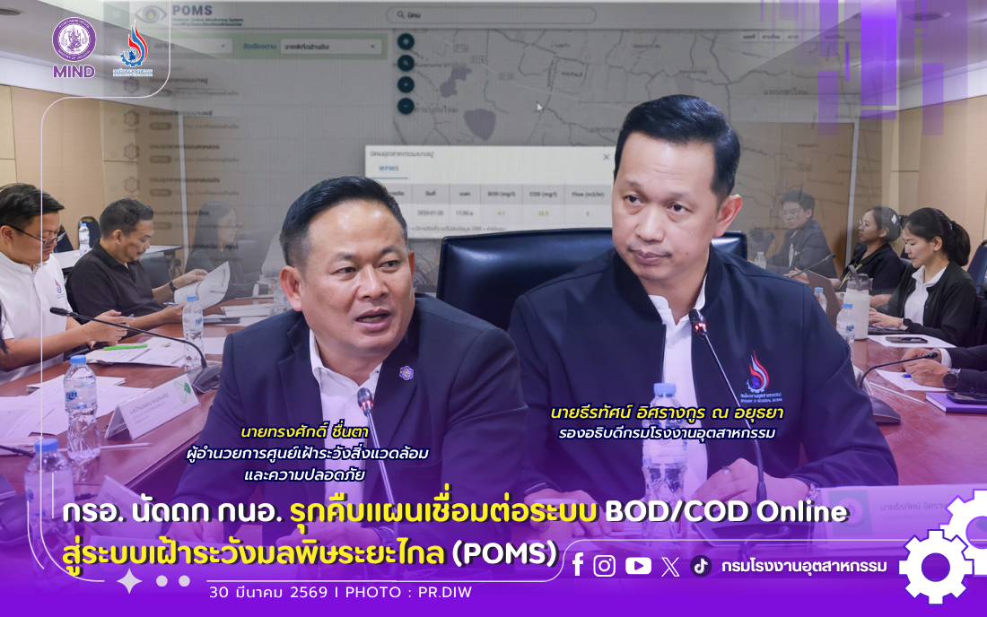 You are currently viewing กรอ. นัดถก กนอ. รุกคืบแผนเชื่อมต่อระบบ BOD/COD Online💧🔍 สู่ระบบเฝ้าระวังมลพิษระยะไกล (POMS)