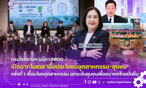 กรมโรงงานฯ ผนึก UNIDO เปิดฉากโมเดล ‘เอื้อประโยชน์อุตสาหกรรม-ชุมชน’ ครั้งที่ 1: เชื่อมโยงอุตสาหกรรม ยกระดับชุมชนเพื่ออนาคตไทยยั่งยืน