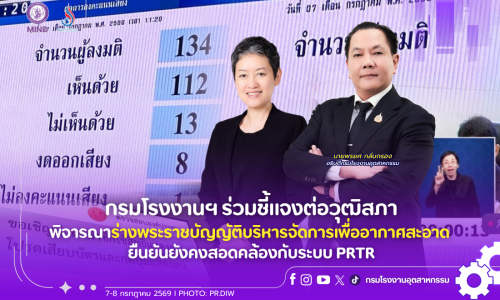 กรมโรงงานฯ ร่วมชี้แจงต่อวุฒิสภาพิจารณาร่างพระราชบัญญัติบริหารจัดการเพื่ออากาศสะอาด ยืนยันยังคงสอดคล้องกับระบบ PRTR