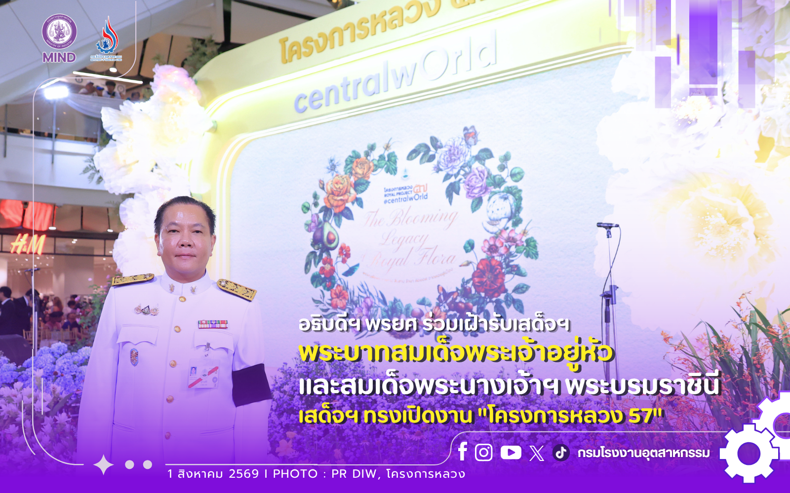 You are currently viewing อธิบดีฯ พรยศ ร่วมเฝ้ารับเสด็จฯ พระบาทสมเด็จพระเจ้าอยู่หัว และสมเด็จพระนางเจ้าฯ พระบรมราชินี เสด็จฯ ทรงเปิดงาน “โครงการหลวง 57”