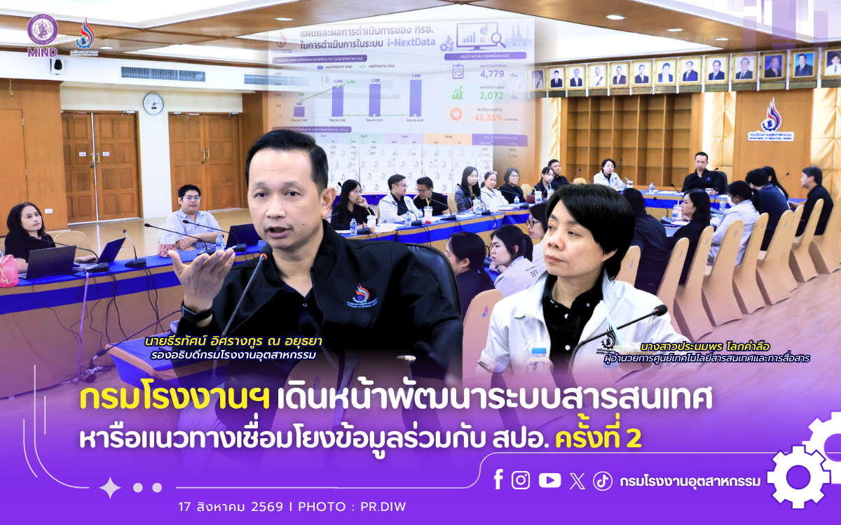 You are currently viewing กรมโรงงานฯ เดินหน้าพัฒนาระบบสารสนเทศ หารือแนวทางเชื่อมโยงข้อมูลร่วมกับ สปอ. ครั้งที่ 2💻🦾