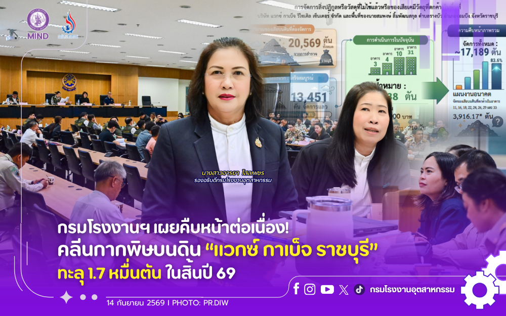 You are currently viewing กรมโรงงานฯ เผยคืบหน้าต่อเนื่อง! คลีนกากพิษบนดิน “แวกซ์ กาเบ็จ ราชบุรี” ทะลุ 1.7 หมื่นตัน ในสิ้นปี 69
