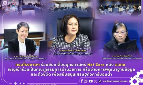 กรมโรงงานฯ ร่วมขับเคลื่อนยุทธศาสตร์ Net Zero หลัง สวทช. เชิญเข้าร่วมเป็นคณะกรรมการอำนวยการเครือข่ายการพัฒนาฐานข้อมูลและตัวชี้วัด เพื่อสนับสนุนเศรษฐกิจคาร์บอนต่ำ